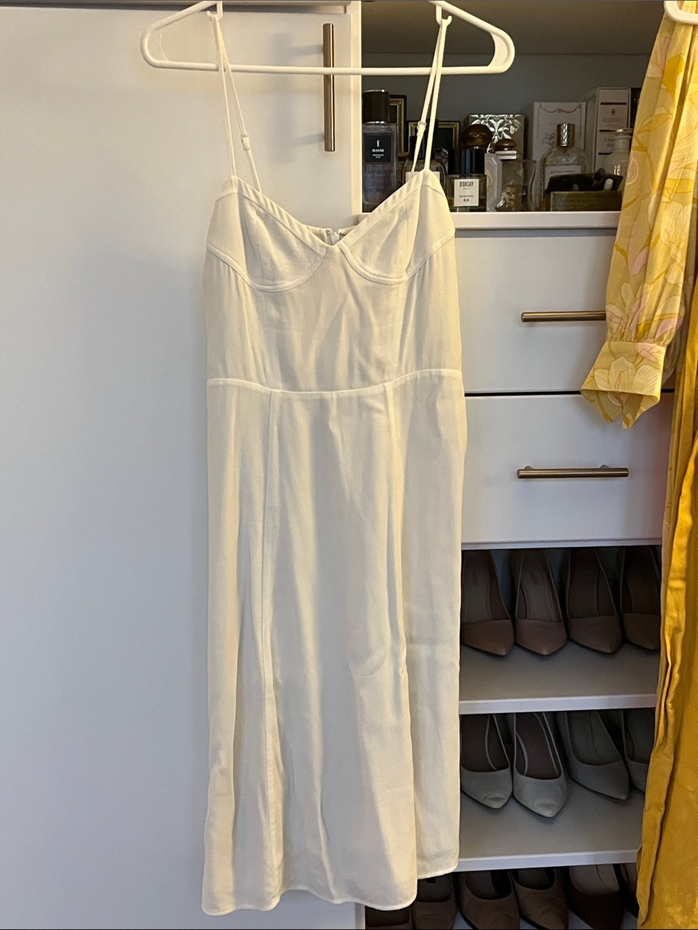 Aritzia sunday Best white Spaghetti Strap Midi Dress